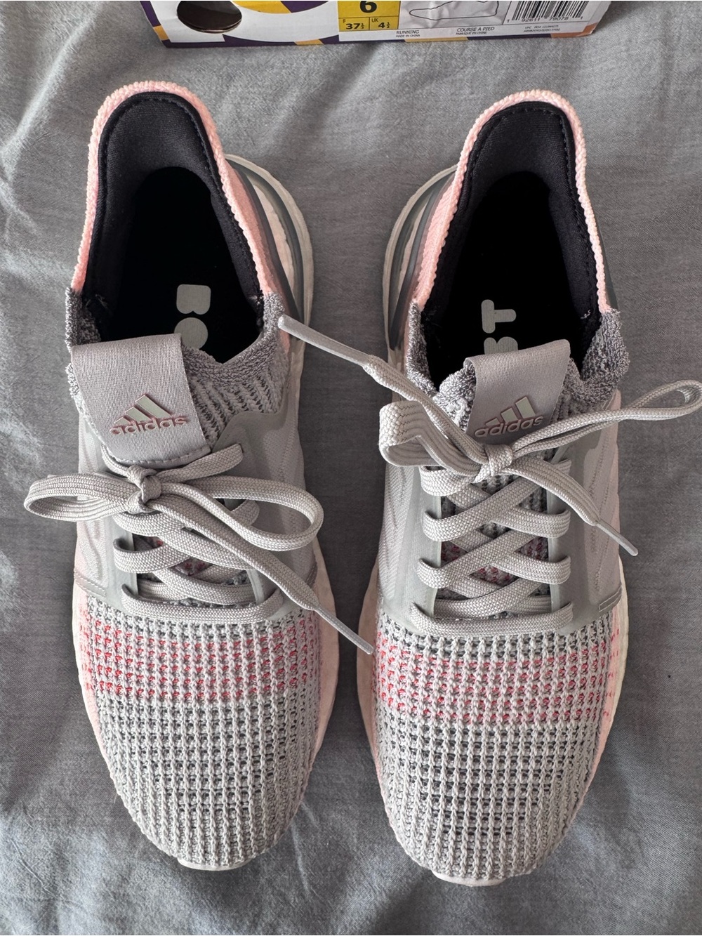 adidas Women’s Ultraboost 19 Running Shoes - Light Gray & Pink - 6 - Picture 3 of 8